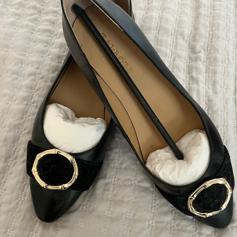 Talbots black Edison flats with bamboo ring - Picture 2 of 6